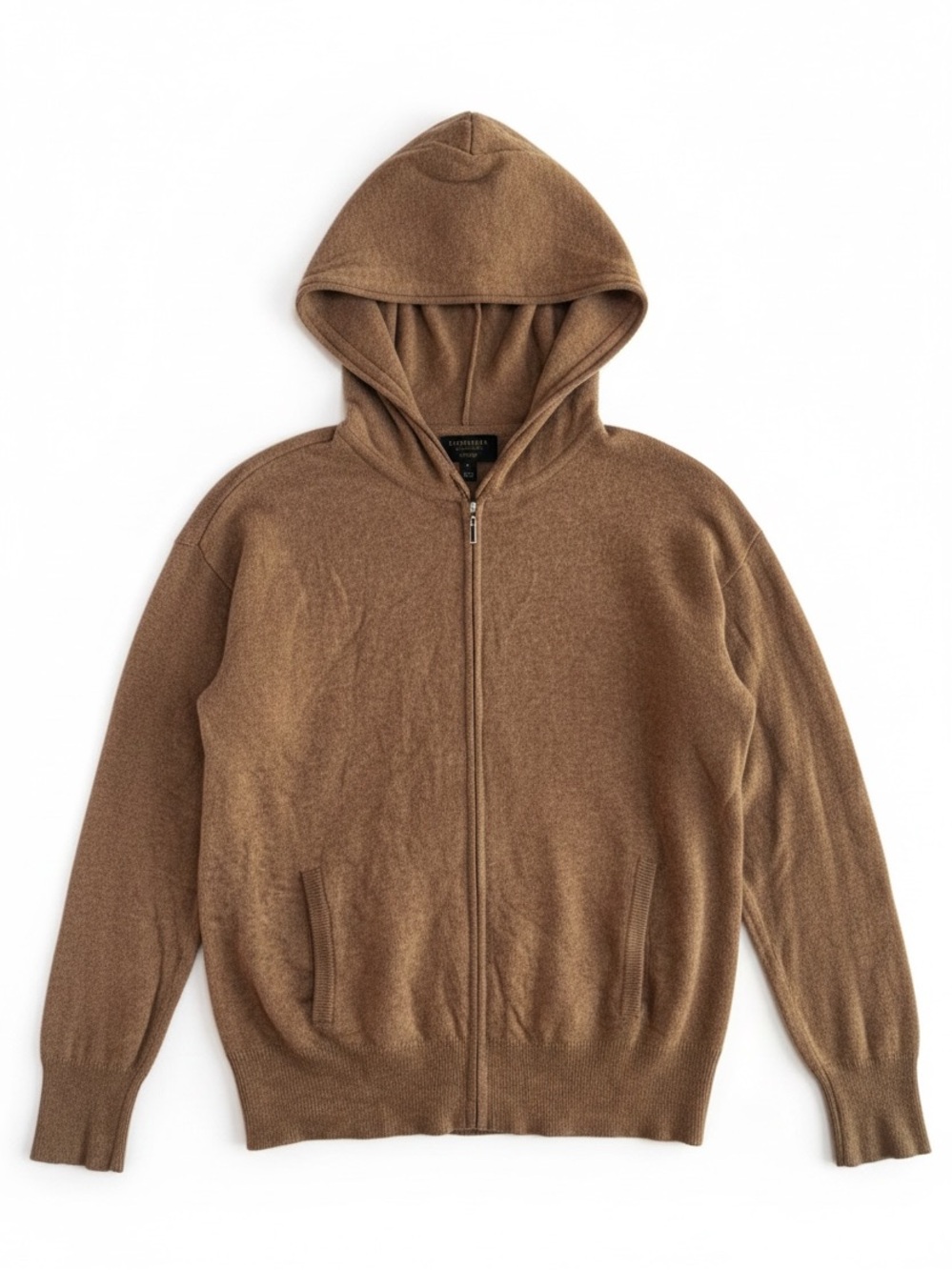 Charter Club Luxury 100% Cashmere Zip Hoodie Sweater Came Tan Size Small